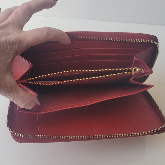 PRADA Red  Leather Zip Around Wallet - Picture 15 of 16